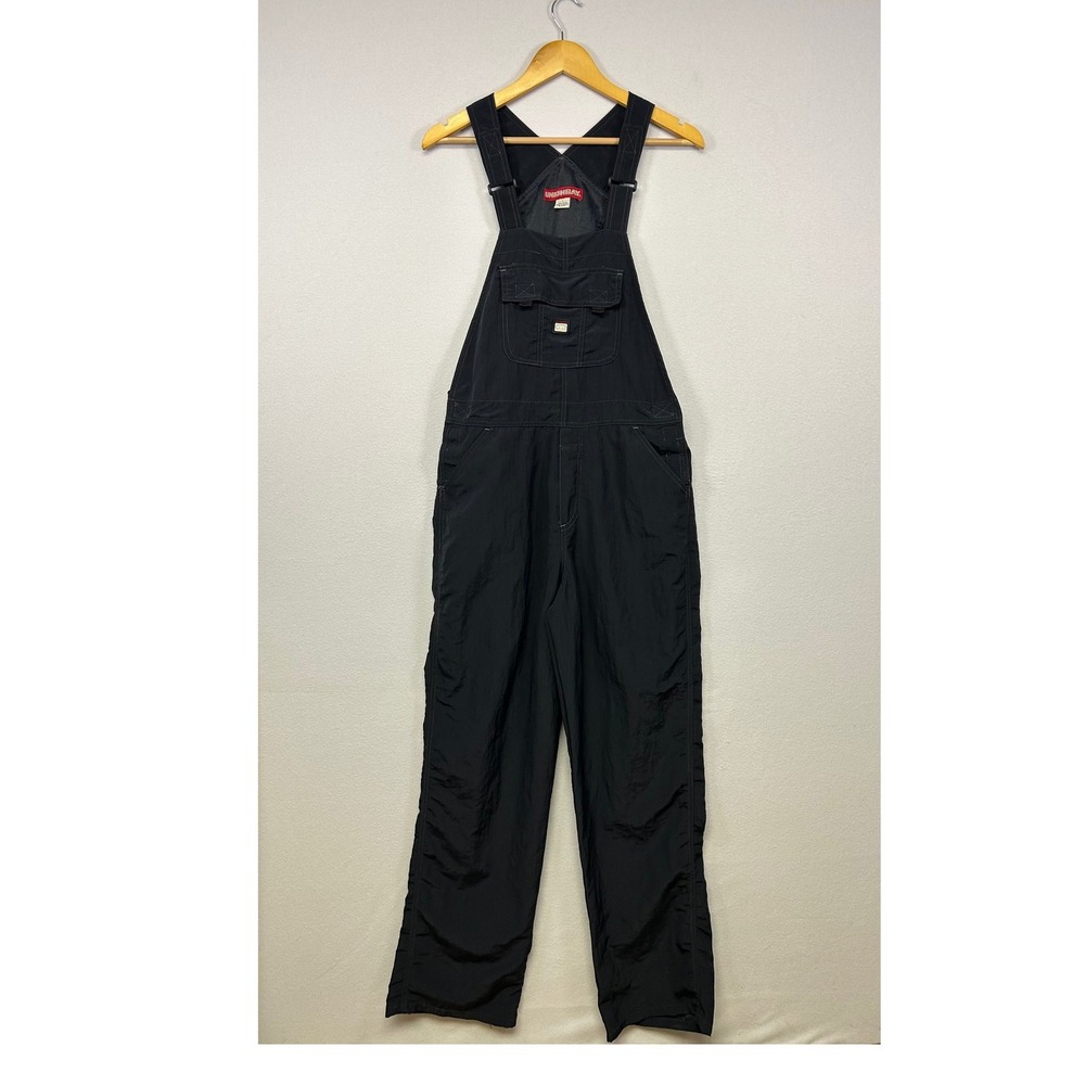 Vintage 90s Streetwear Unionbay Men Large Black Nylon Cargo Utility Bib Overalls